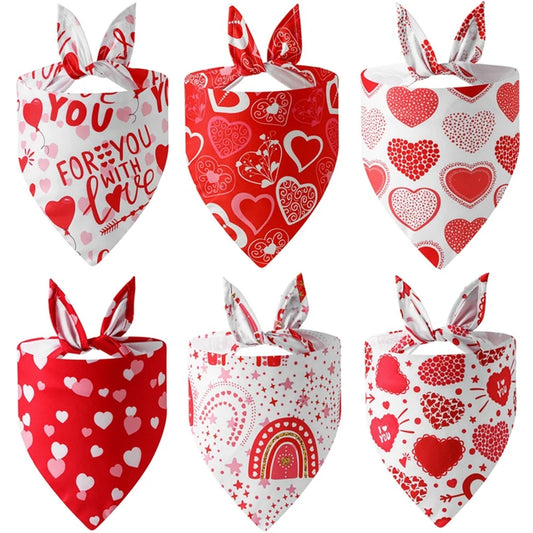 Valentines Dog Bandanas Love Heart Printed Bib